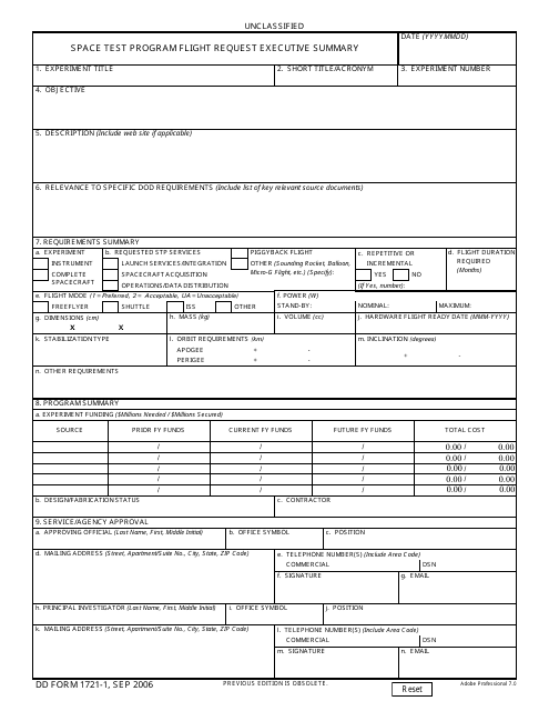 DD Form 1721-1  Printable Pdf