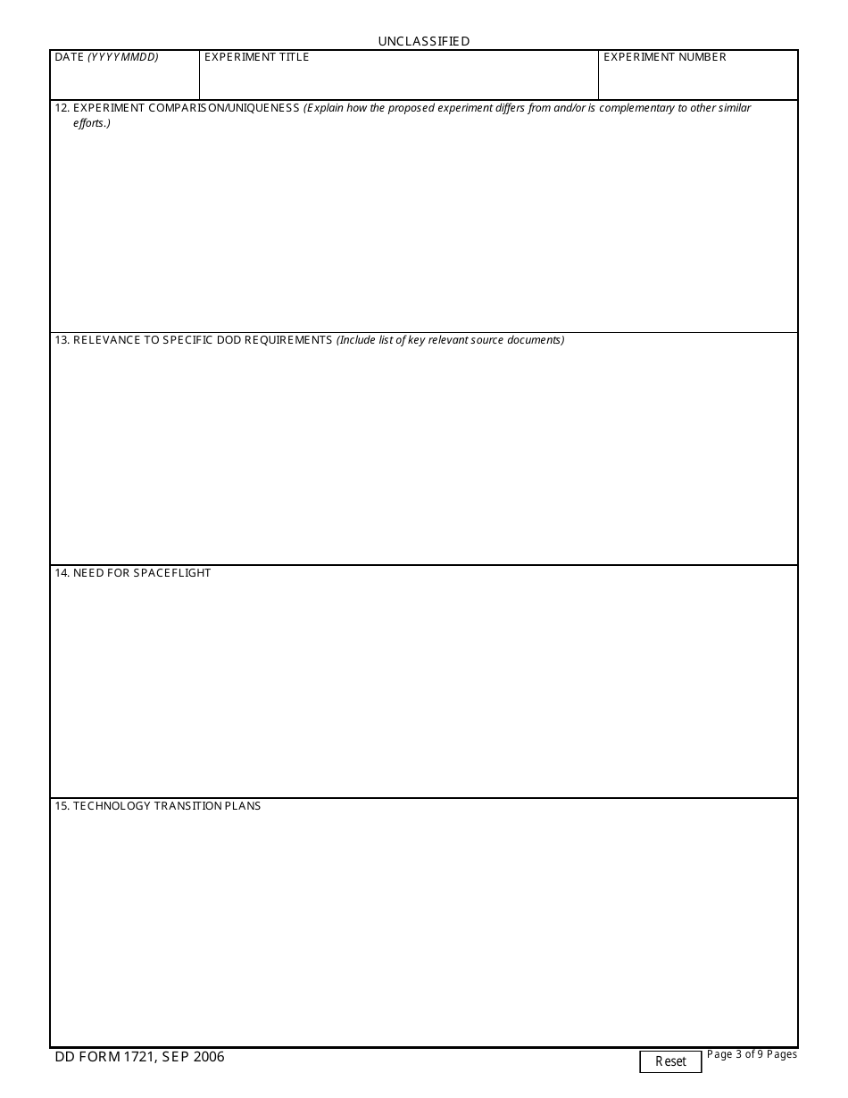 DD Form 1721 Space Test Program Flight Request, Page 3
