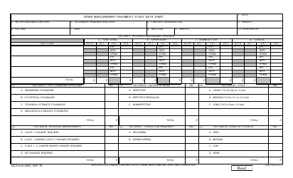 DD Form 2047 Work Measurement Feasibility Study Data Sheet