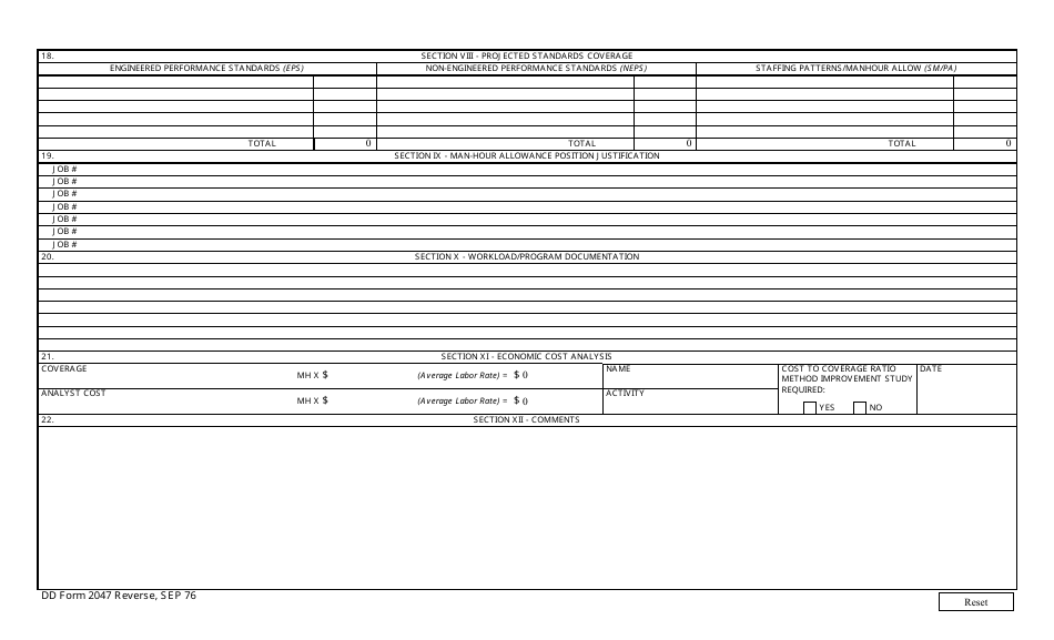 DD Form 2047 Work Measurement Feasibility Study Data Sheet, Page 2