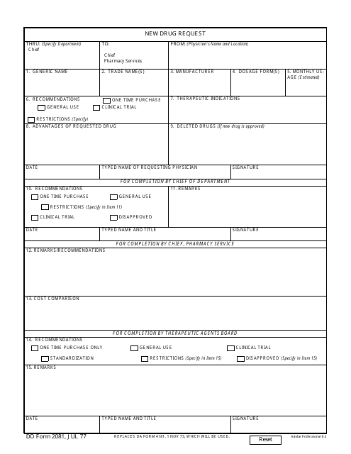 DD Form 2081  Printable Pdf
