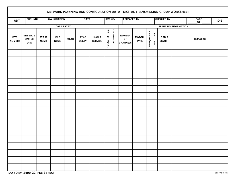 DD Form 2490-22  Printable Pdf