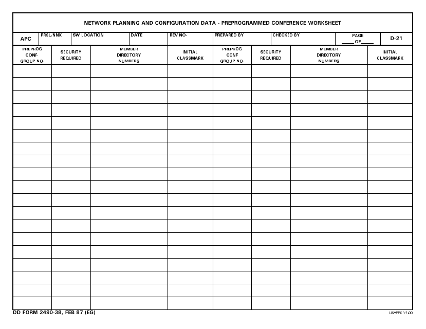 DD Form 2490-38  Printable Pdf