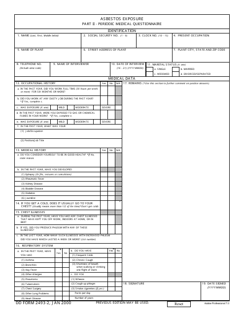 DD Form 2493-2 Asbestos Exposure, Part II - Periodic Medical Questionnaire