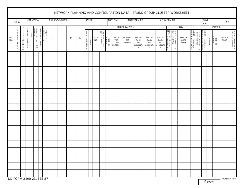 DD Form 2490-23  Printable Pdf
