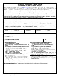 Document preview: DD Form 3033 Department of Defense Pathways Internship - Program Participant Agreement