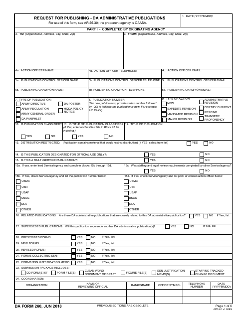 DA Form 260 - Fill Out, Sign Online and Download Fillable PDF ...