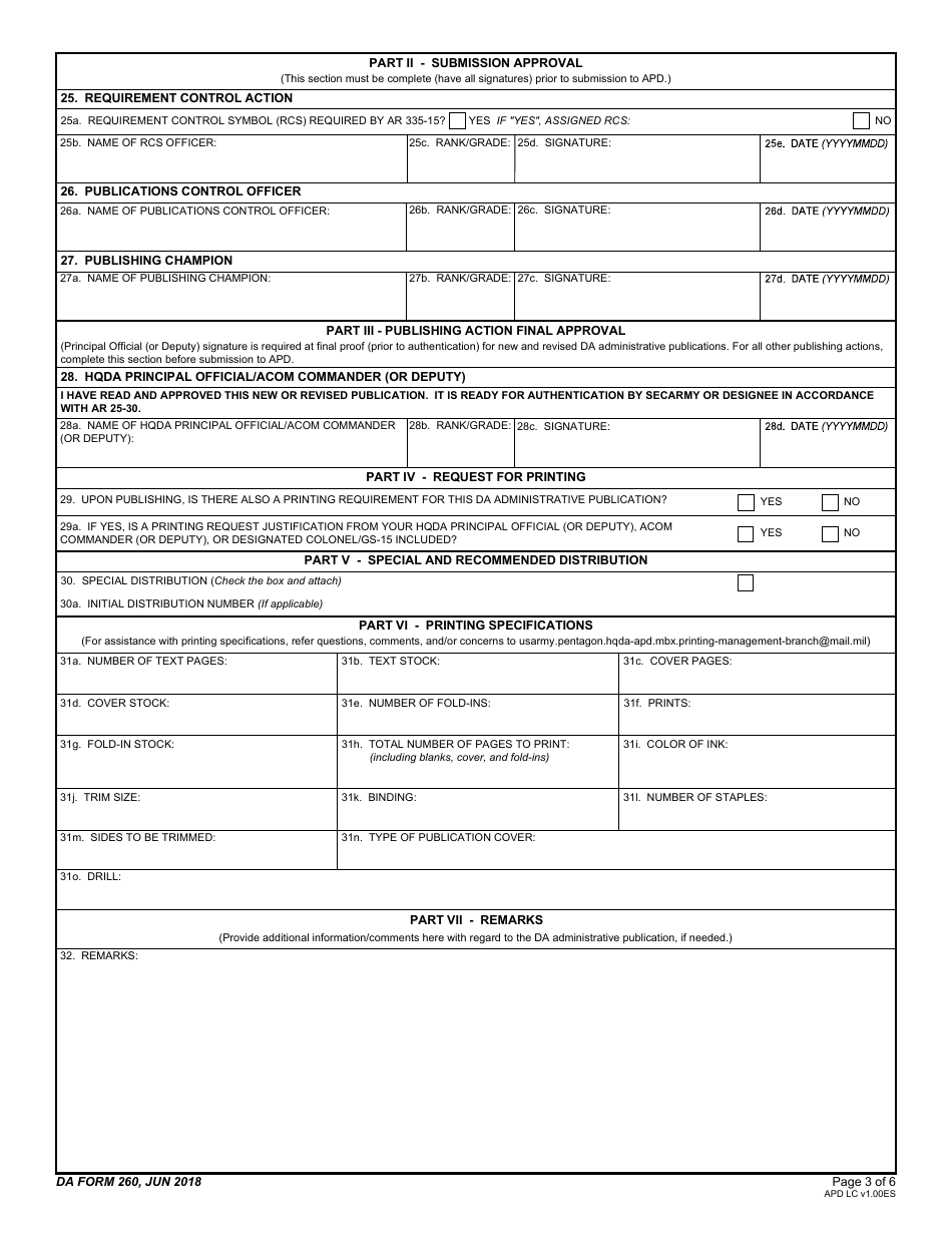 DA Form 260 - Fill Out, Sign Online and Download Fillable PDF ...