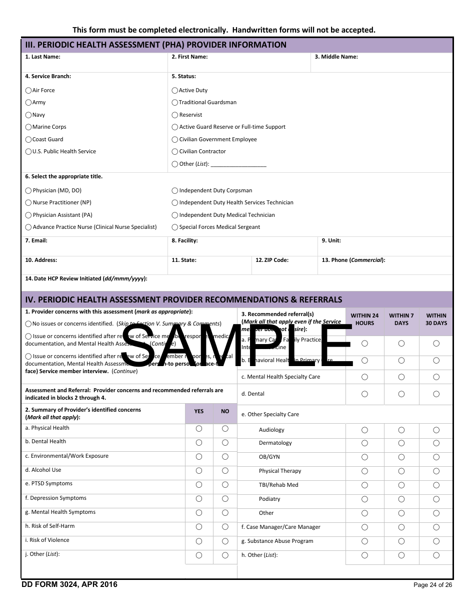 DD Form 3024 - Fill Out, Sign Online and Download Printable PDF ...