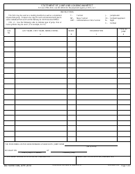 DA Form 1306 Statement of Jump and Loading Manifest