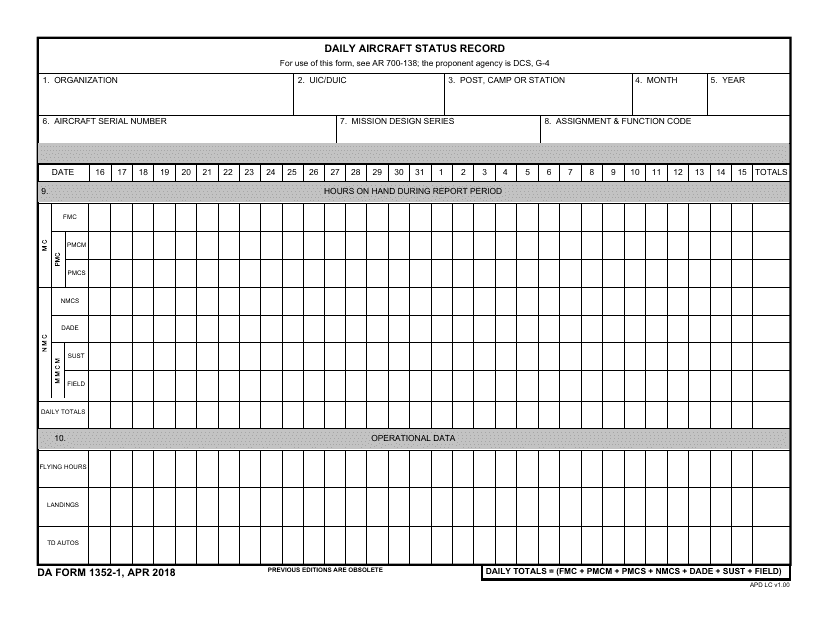 DA Form 1352-1 - Fill Out, Sign Online and Download Fillable PDF | Templateroller