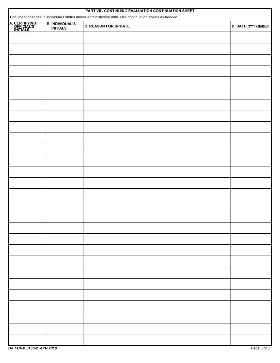 DA Form 3180-2 Chemical and Biological Personnel Screening and Evaluation Record, Page 3
