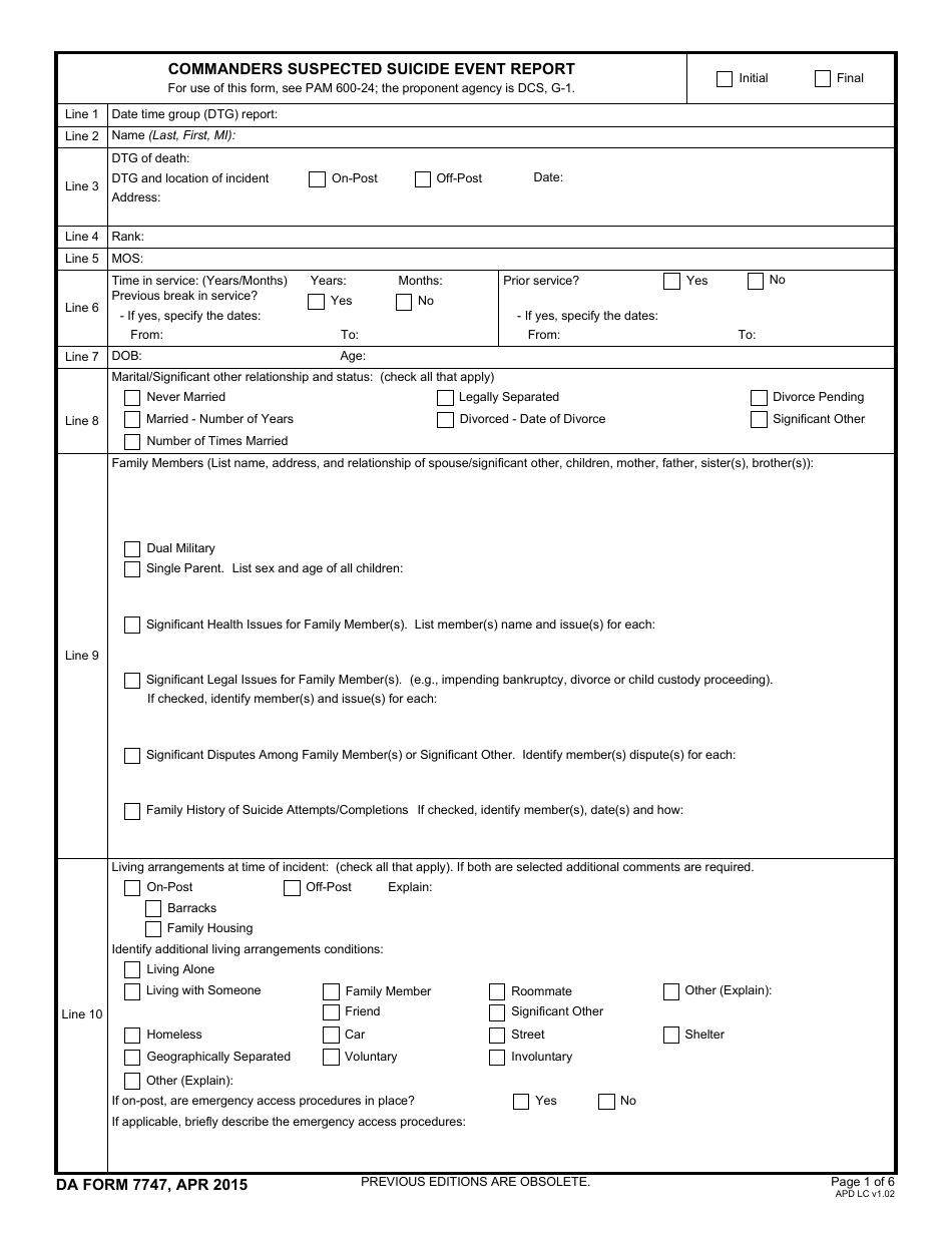 DA Form 7747 - Fill Out, Sign Online and Download Fillable PDF ...