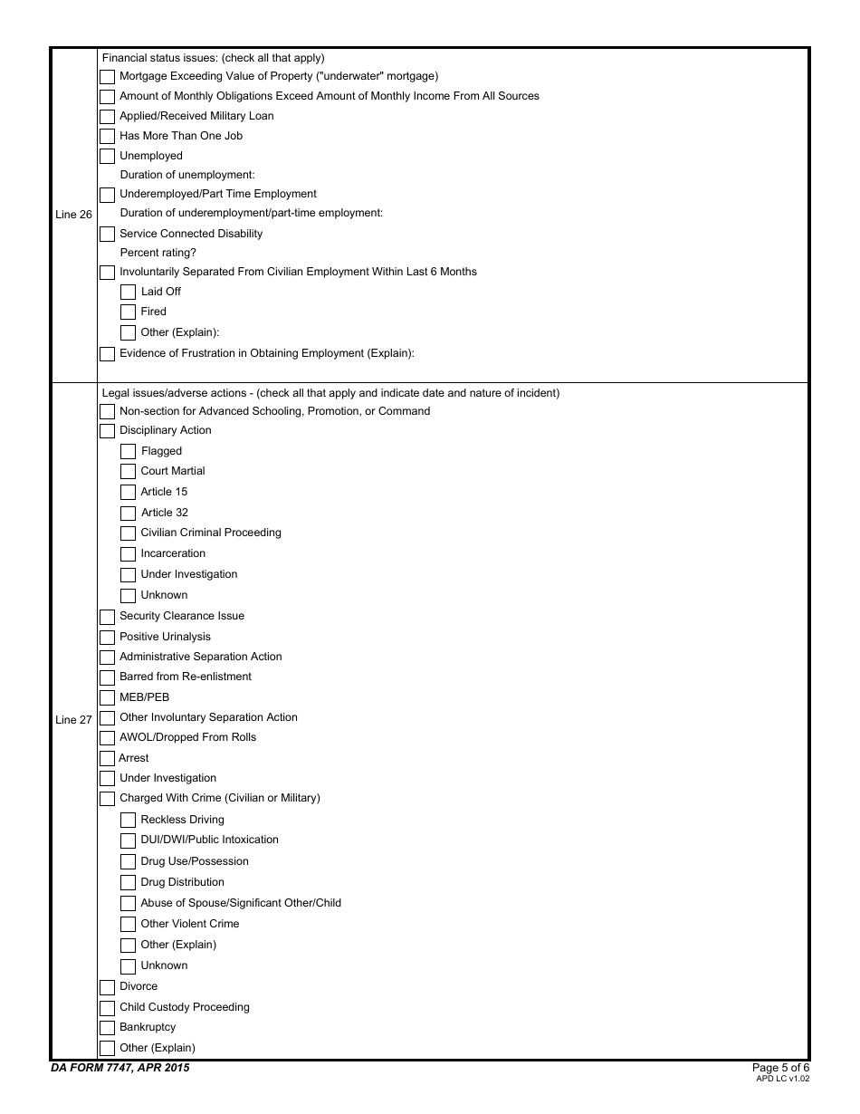 DA Form 7747 Commanders Suspected Suicide Event Report, Page 5