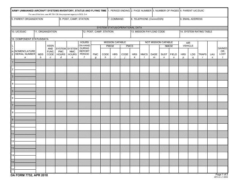 DA Form 7752 - Fill Out, Sign Online and Download Fillable PDF | Templateroller
