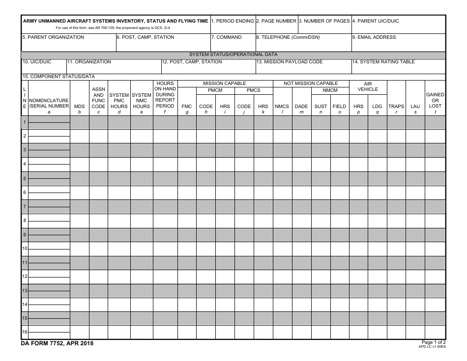 DA Form 7752 - Fill Out, Sign Online and Download Fillable PDF | Templateroller