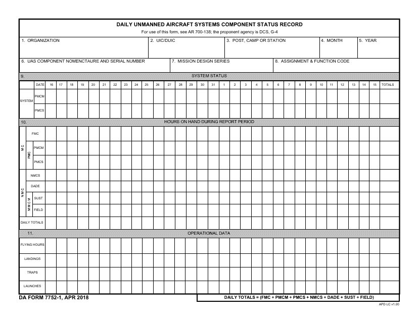 DA Form 7752-1 - Fill Out, Sign Online and Download Fillable PDF | Templateroller