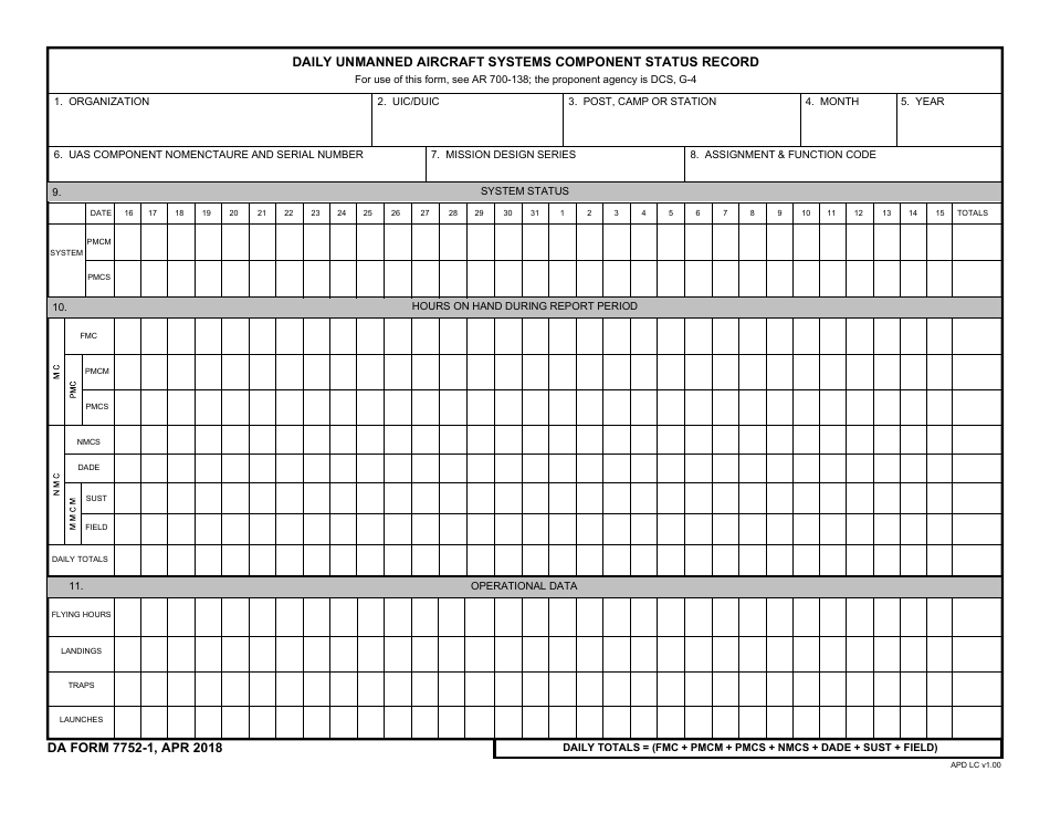 DA Form 7752-1 - Fill Out, Sign Online and Download Fillable PDF | Templateroller