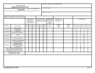 DA Form 7806 Overhead Pool Data for Industrial Mobilization Capacity (Imc) Requirements Use Excel, Page 2