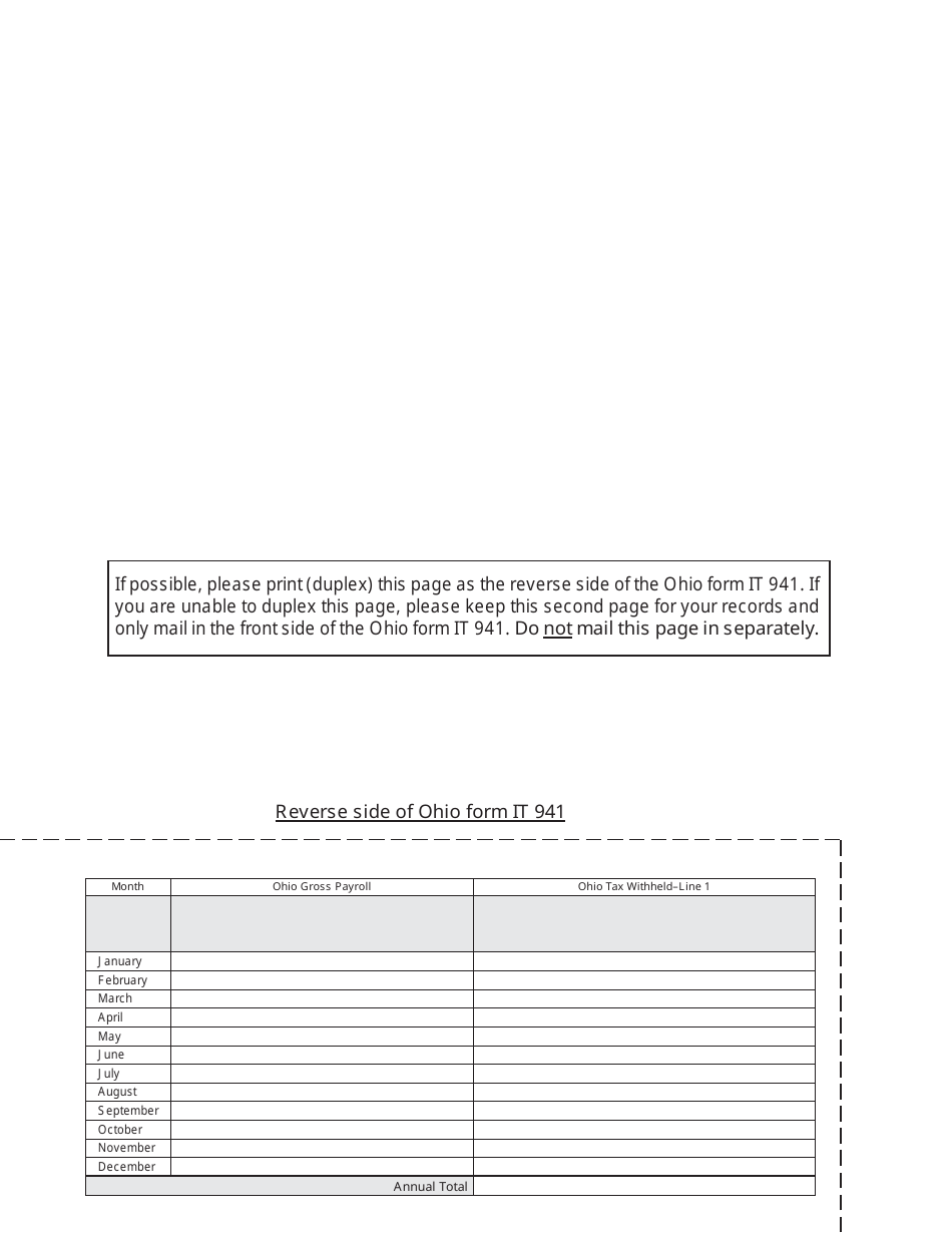 Form IT941 Ohio Employers Annual Reconciliation of Income Tax Withheld - Ohio, Page 2