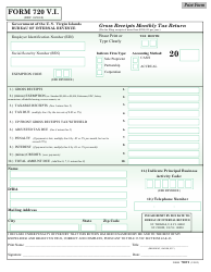 Document preview: Form 720VI Gross Receipts Monthly Tax Return - Virgin Islands