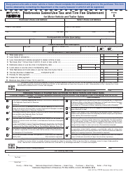 Document preview: Form 6 Nebraska Sales/Use Tax and Tire Fee Statement for Motor Vehicle and Trailer Sales - Nebraska