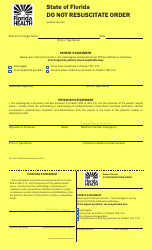 Document preview: Form 1896 Do Not Resuscitate Order - Florida