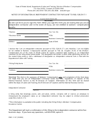 Form DWC-11-IC Notice of Designation as Independent Contractor Pursuant to Rigl 28-29-17.1 - Rhode Island