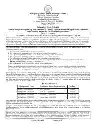Form CRI-400 Application for an Extension of Time to File the Annual Renewal Registration Statement and Financial Report for a Charitable Organization - New Jersey