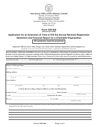 Form CRI-400 Application for an Extension of Time to File the Annual Renewal Registration Statement and Financial Report for a Charitable Organization - New Jersey, Page 2