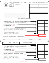 Form WR &quot;City Employee Withholding Tax&quot; - City of Bowling Green, Kentucky