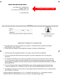 Form WR City Employee Withholding Tax - City of Bowling Green, Kentucky, Page 2