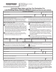 Form DR1369 &quot;Colorado State Sales and Use Tax Exemption for Low-Emitting Heavy Vehicles Affidavit&quot; - Colorado