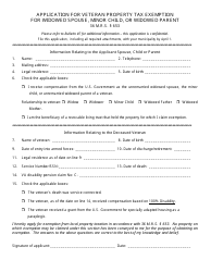 Form PTF-307 &quot;Application for Veteran Property Tax Exemption for Widowed Spouse, Minor Child, or Widowed Parent&quot; - Maine
