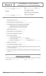 Form 2 &quot;Uncontested La. C.c. Art. 103 Divorce Pursuant to La. C.c.p. Art. 969 (B) Checklist&quot; - Louisiana