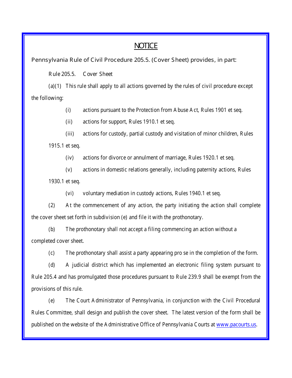 Pennsylvania Civil Cover Sheet - Fill Out, Sign Online And Download PDF ...