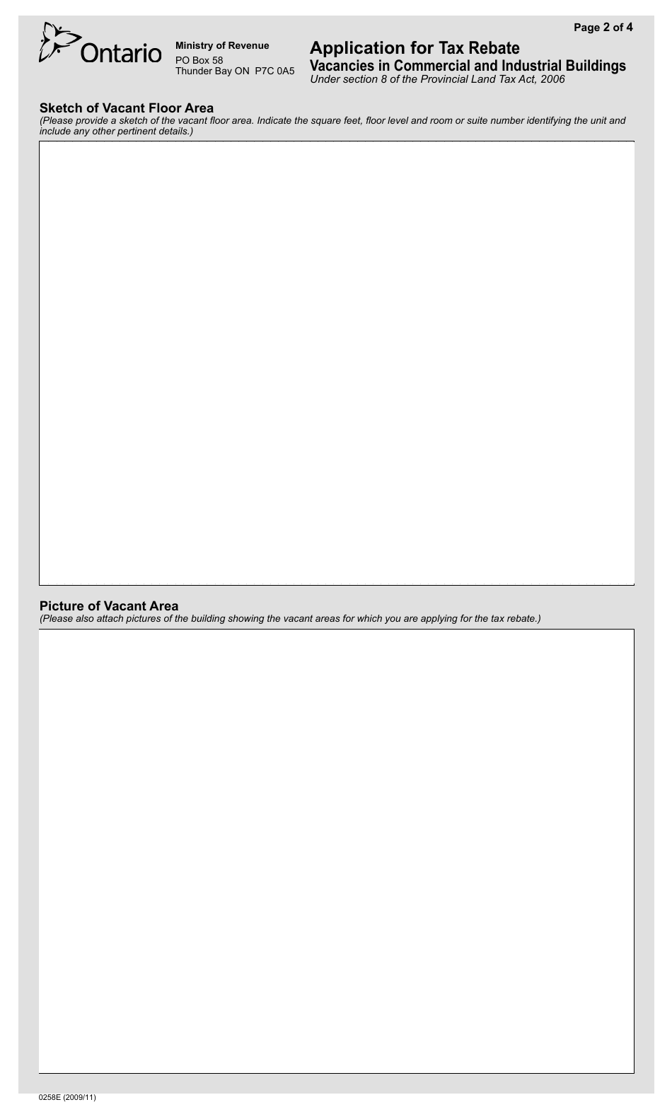 Application for Tax Rebate Vacancies in Commercial and Industrial Buildings Under Section 8 of the Provincial Land Tax Act, 2006 - Ontario, Canada, Page 3