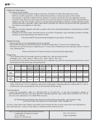 Form AP-193-1 Texas Application for Retailer Cigarette, Cigar, and/or Tobacco Products Taxes Permit - Texas, Page 2