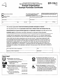 Form ST-119.1 &quot;New York State and Local Sales and Use Tax - Exempt Organization - Exempt Purchase Certificate&quot; - New York