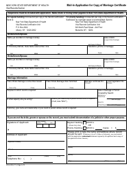 Form DOH-4382 &quot;Mail-In Application for Copy of Marriage Certificate&quot; - New York, Page 2