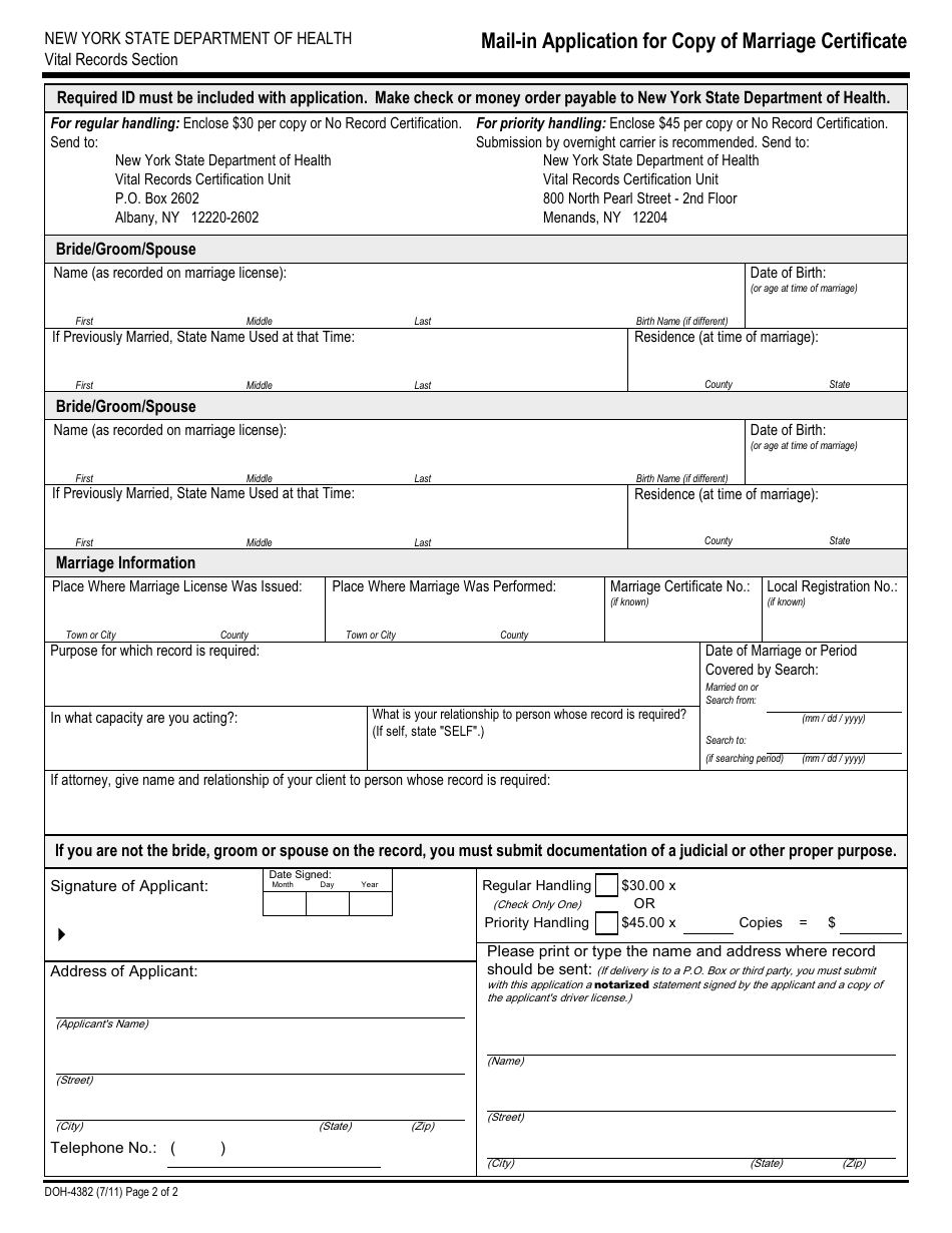 Form DOH-4382 - Fill Out, Sign Online and Download Fillable PDF, New ...