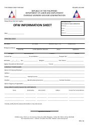 Form FM-MPC-OIS-D01 &quot;Ofw Information Sheet&quot; - Philippines