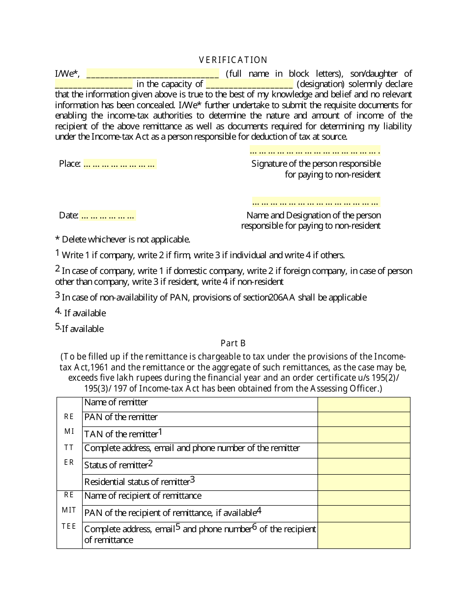 Form 15CA Information to Be Furnished for Payments to a Non-resident Not Being a Company, or to a Foreign Company - India, Page 2