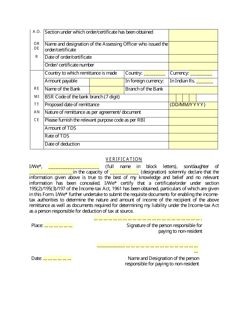 Form 15CA Information to Be Furnished for Payments to a Non-resident Not Being a Company, or to a Foreign Company - India, Page 3