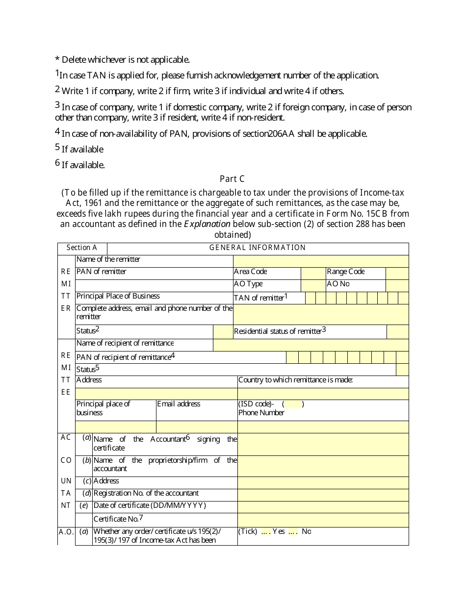 Form 15CA Information to Be Furnished for Payments to a Non-resident Not Being a Company, or to a Foreign Company - India, Page 4