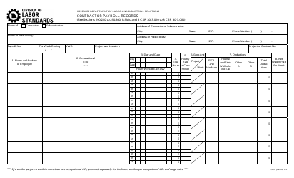 Document preview: Form LS-57 Contractor Payroll Records - Missouri