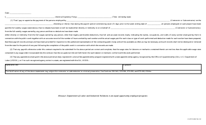 Form LS-57 Contractor Payroll Records - Missouri, Page 3