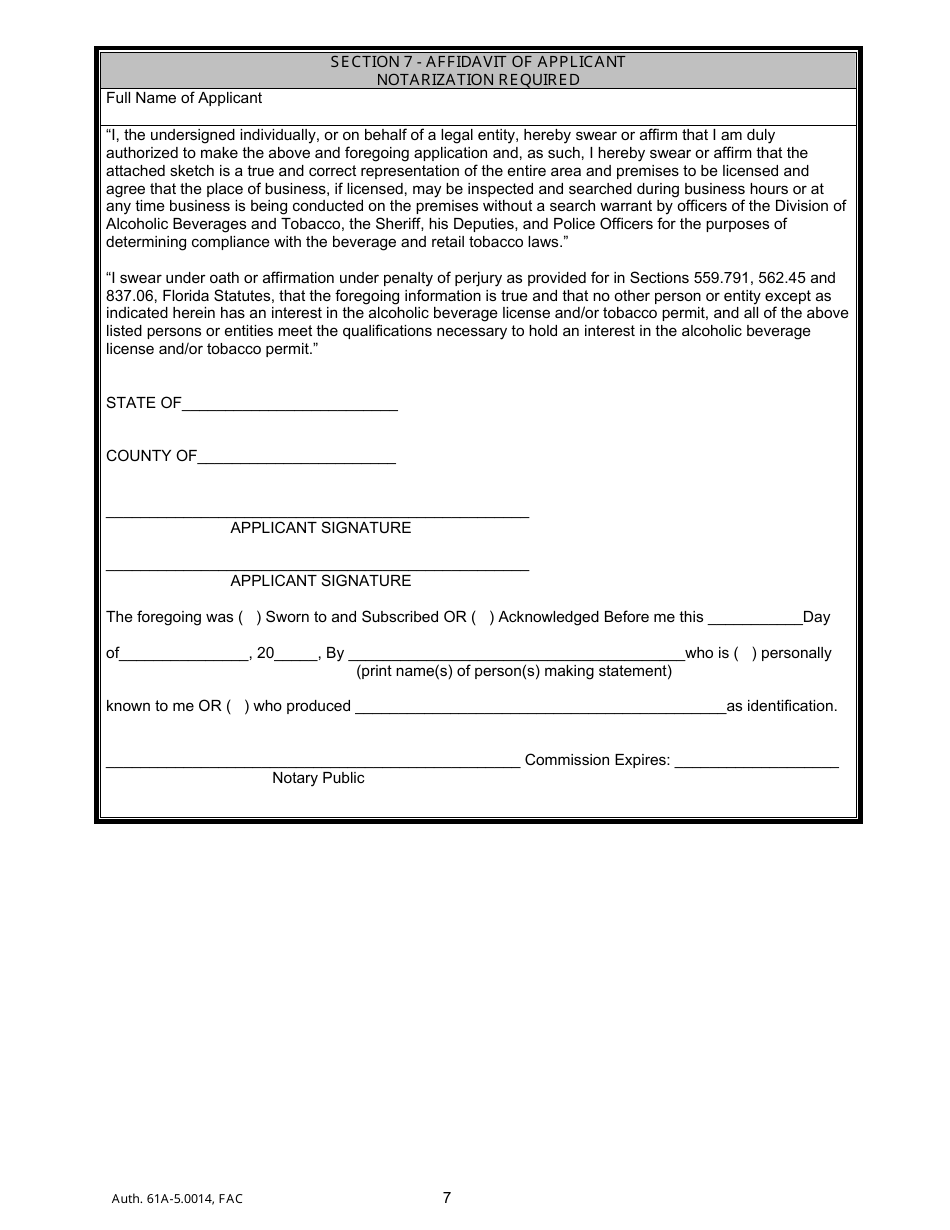 Form ABT-6004 Change of Officer / Stockholder / Amended Corporate Name Application - Florida, Page 11