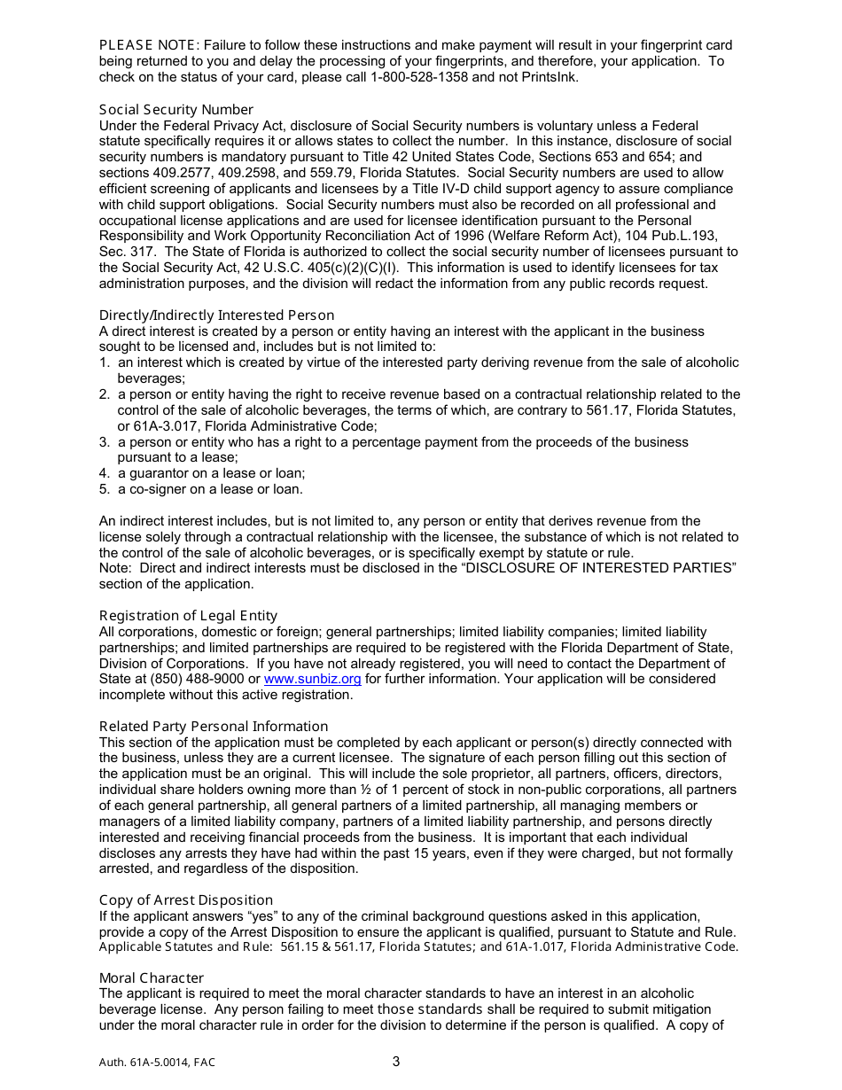 Form ABT-6004 Change of Officer / Stockholder / Amended Corporate Name Application - Florida, Page 3