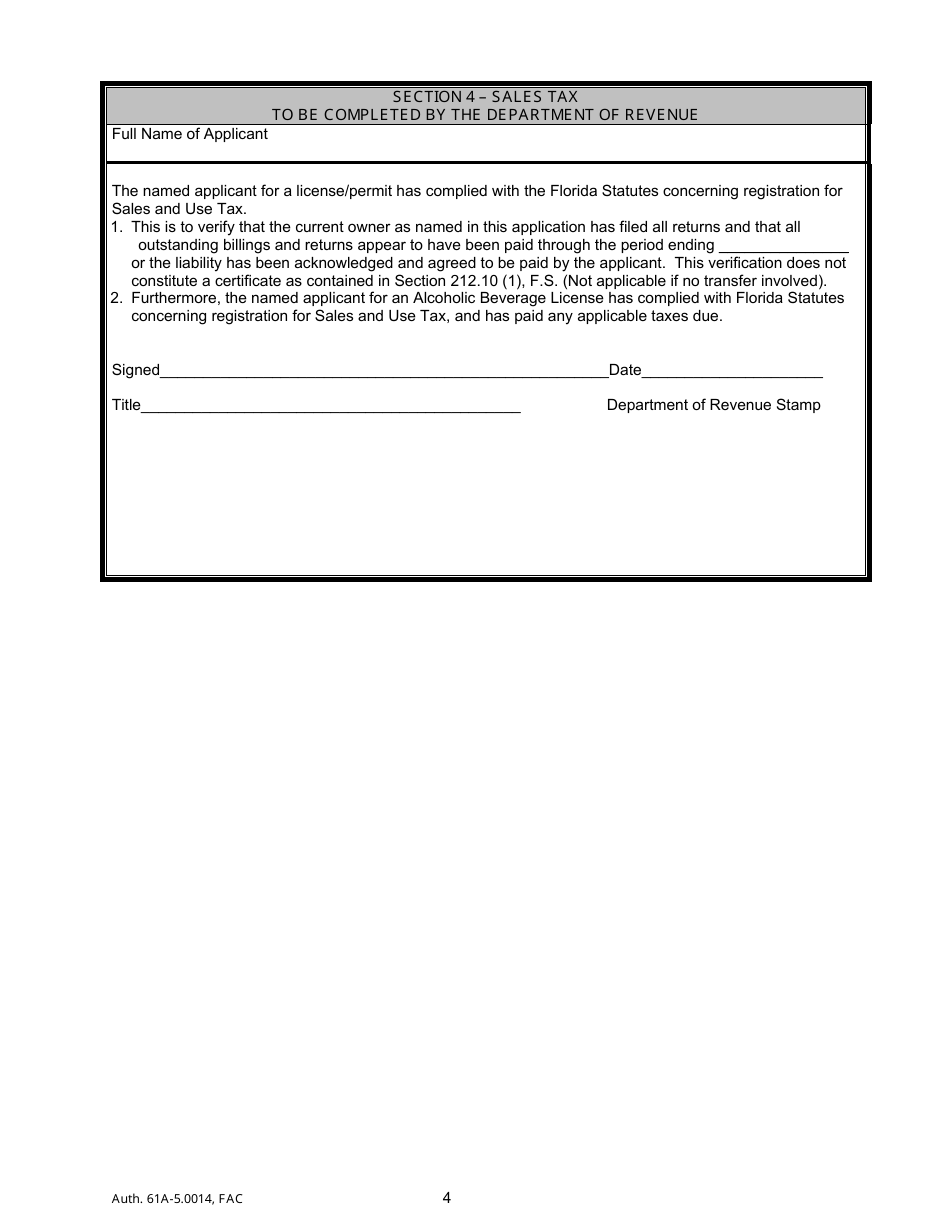 Form ABT-6004 Change of Officer / Stockholder / Amended Corporate Name Application - Florida, Page 8